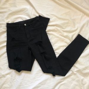 H&M Distressed Black Skinny Jeans